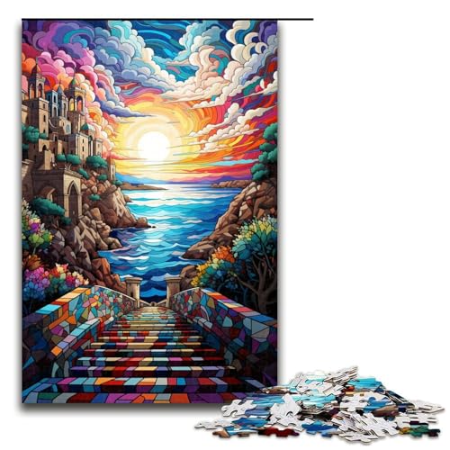 Puzzle für Erwachsene 1000 Teile farbenfrohe Psychedelia der Stadtmauern von Dubrovnik Puzzle Lernspiele für Zuhause DIY Spielzeug tolles Geschenk für Spiele 75 x 50 cm von zouxangzz