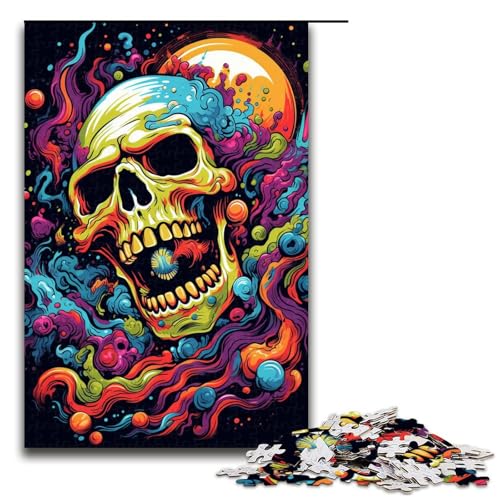 Puzzle für Erwachsene 1000 Teile farbenfrohe Psychedelia der Weltraumskelette Geburtstagsgeschenk Geschenke für Teenager ab 14 Jahren 75 x 50 cm von zouxangzz