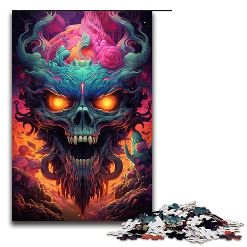 Puzzle für Erwachsene 1000 Teile farbenfrohe Psychedelia der Weltraumskelette Geburtstagsgeschenk Geschenke für Teenager ab 14 Jahren 75 x 50 cm von zouxangzz