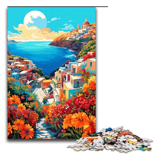 Puzzle für Erwachsene 1000 Teile farbenfrohe Psychedelia der griechischen Inseln Puzzlespiele Spielzeug Geschenk geeignet als Schreibtischdekoration 75 x 50 cm von zouxangzz