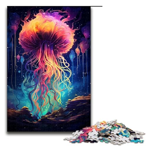 Puzzle für Erwachsene 1000 Teile farbenfrohe Psychedelia der mysteriösen Quallen Lernspiele für Zuhause DIY Spielzeug tolles Geschenk für Spiele 75 x 50 cm von zouxangzz