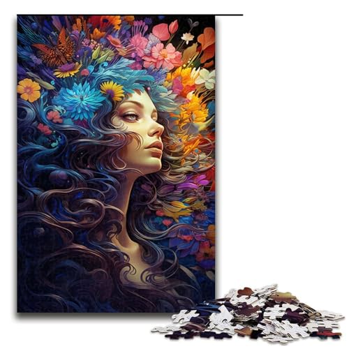 Puzzle für Erwachsene 1000 Teile farbenfrohe Psychedelia der schönen Frau Puzzlespiele Spielzeug Geschenk geeignet als Schreibtischdekoration 75 x 50 cm von zouxangzz