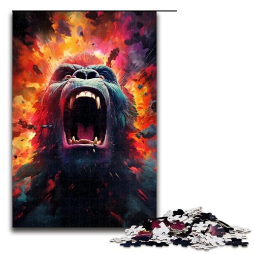 Puzzle für Erwachsene 1000 Teile farbenfrohe Psychedelia des Sternenhimmel Gorillas Heimdekoration Puzzlespielzeug Geschenk für die ganze Familie 75 x 50 cm von zouxangzz
