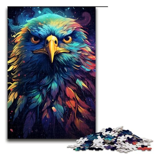 Puzzle für Erwachsene 1000 Teile farbenfrohe Psychedelia des kosmischen Adlers Heimdekoration Puzzlespielzeug Geschenk für die ganze Familie 75 x 50 cm von zouxangzz