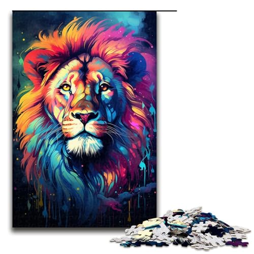 Puzzle für Erwachsene 1000 Teile farbenfrohe Psychedelia des süßen Löwen Lernspiele für Zuhause DIY Spielzeug tolles Geschenk für Spiele 75 x 50 cm von zouxangzz