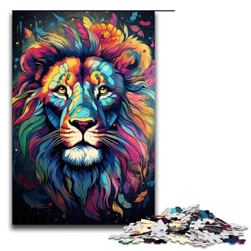 Puzzle für Erwachsene 1000 Teile farbenfrohe Psychedelia des süßen Löwen Lernspiele für Zuhause DIY Spielzeug tolles Geschenk für Spiele 75 x 50 cm von zouxangzz