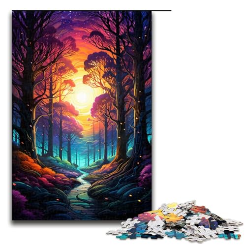 Puzzle für Erwachsene 1000 Teile farbenfrohe Psychedelia im dunklen Wald Puzzle Lernspiele für Zuhause DIY Spielzeug tolles Geschenk für Spiele 75 x 50 cm von zouxangzz