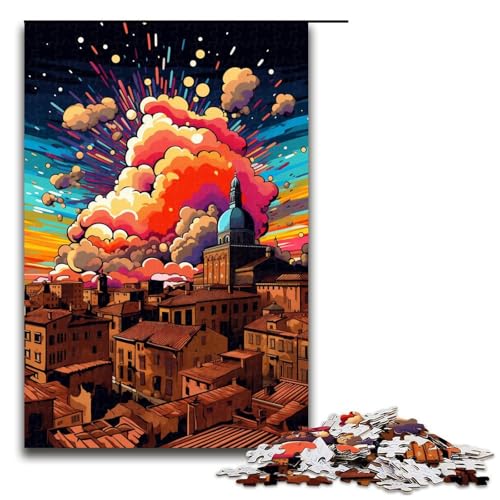 Puzzle für Erwachsene 1000 Teile farbenfrohe Psychedelia in Bologna Spanien Puzzle Lernspiele für Zuhause DIY Spielzeug tolles Geschenk für Spiele 75 x 50 cm von zouxangzz