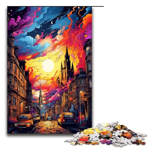Puzzle für Erwachsene 1000 Teile farbenfrohe Psychedelia in Edinburgh Puzzlespiele Spielzeug Geschenk geeignet als Schreibtischdekoration 75 x 50 cm von zouxangzz