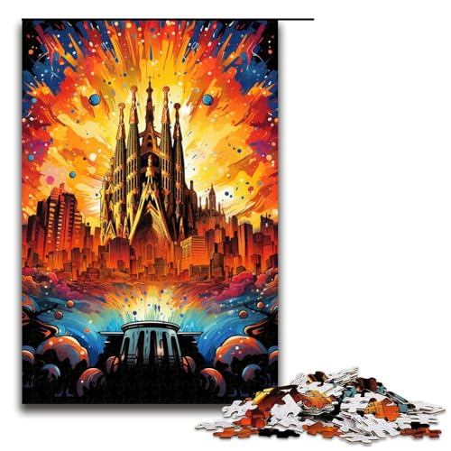 Puzzle für Erwachsene 1000 Teile farbenfrohe Psychedelia in Katalonien Puzzlespiel lustiges Spielzeug 75 x 50 cm von zouxangzz