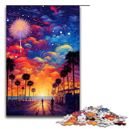 Puzzle für Erwachsene 1000 Teile farbenfrohe Psychedelia in Venice Beach Puzzlespiele Spielzeug Geschenk geeignet als Schreibtischdekoration 75 x 50 cm von zouxangzz