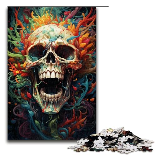 Puzzle für Erwachsene 1000 Teile farbenfrohe Psychedelia mit bösen Skeletten Puzzlespiel lustiges Spielzeug 75 x 50 cm von zouxangzz
