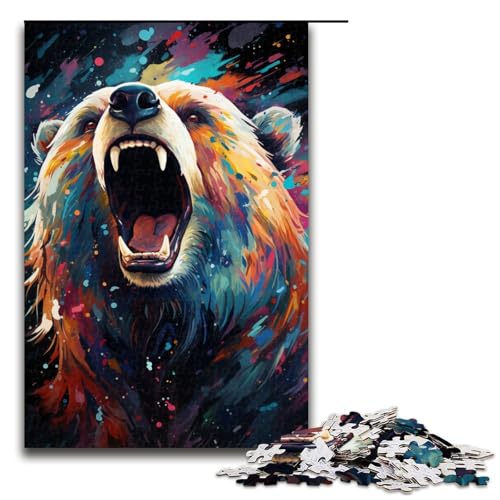 Puzzle für Erwachsene 1000 Teile farbenfrohe Psychedelia of Cosmic Bears Puzzlespiele Spielzeug Geschenk geeignet für die Schreibtischdekoration 75 x 50 cm von zouxangzz
