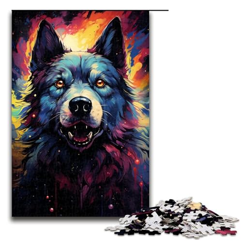 Puzzle für Erwachsene 1000 Teile farbenfrohe Psychedelia of Cosmic Space Dogs unmögliches Puzzle Familienspiel zum Stressabbau schwierige Herausforderung 75 x 50 cm von zouxangzz