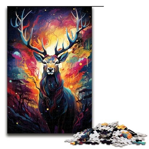 Puzzle für Erwachsene 1000 Teile farbenfrohe Psychedelia of Elk Puzzle Lernspiele für Zuhause DIY Spielzeug tolles Geschenk für Spiele 75 x 50 cm von zouxangzz
