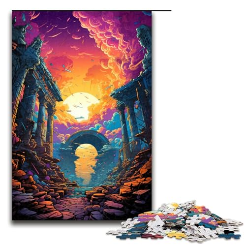 Puzzle für Erwachsene 1000 Teile farbenfrohe Psychedelia römischer Ruinen Puzzlespiel lustiges Spielzeug 75 x 50 cm von zouxangzz