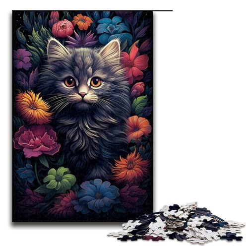 Puzzle für Erwachsene 1000 Teile farbenfrohe Psychedelia süßer Kätzchen Puzzle Lernspiele für Zuhause DIY Spielzeug tolles Geschenk für Spiele 75 x 50 cm von zouxangzz