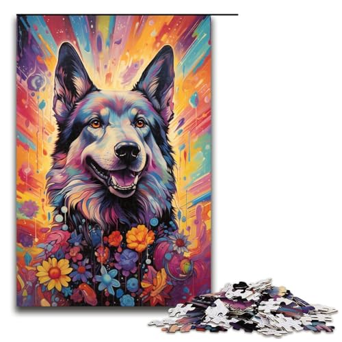 Puzzle für Erwachsene 1000 Teile farbenfrohe Psychedelia von Wildhund Gemälden Puzzlespiele Spielzeug Geschenk geeignet für die Schreibtischdekoration 75 x 50 cm von zouxangzz