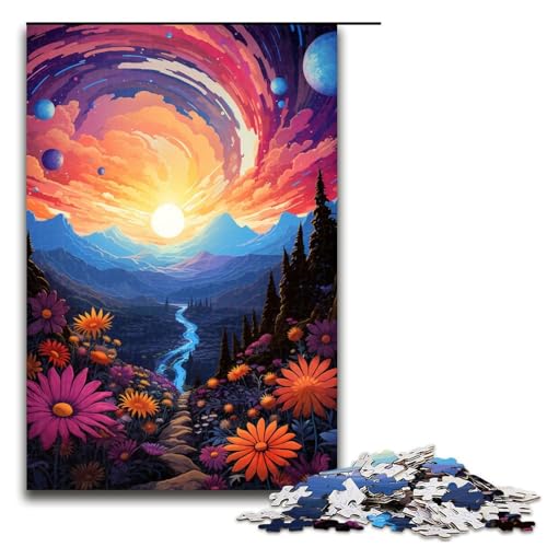 Puzzle für Erwachsene 1000 Teile farbenfrohe Psychedelie ätherischer Landschaften Puzzlespiel lustiges Spielzeug 75 x 50 cm von zouxangzz