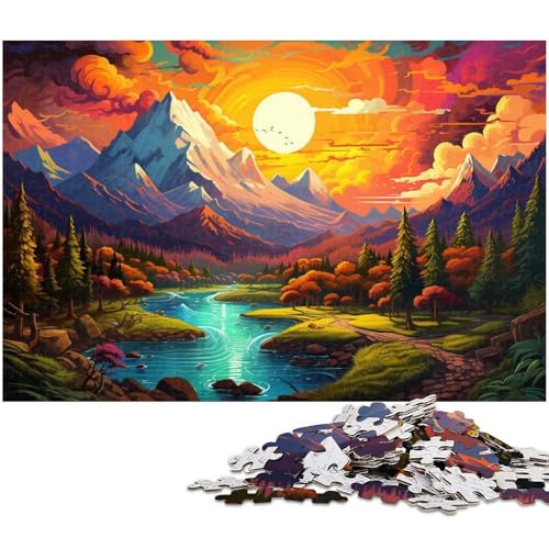 Puzzle für Erwachsene 1000 Teile farbenfrohe Psychedelie wunderschöner Berge Das Puzzle mit passendem Poster und Quizblatt 1000 Teile (75 x 50 cm) von zouxangzz