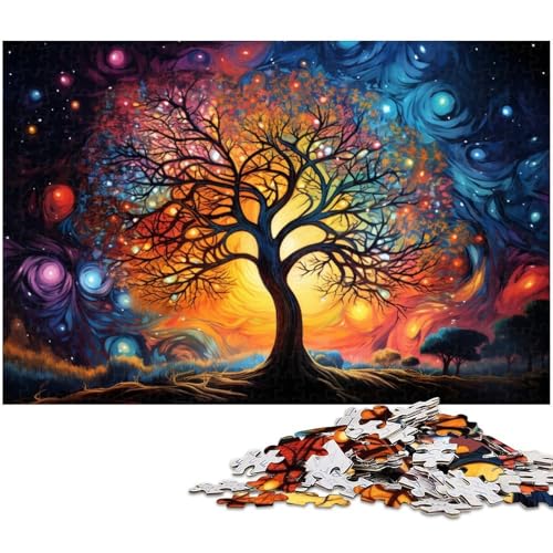 Puzzle für Erwachsene 1000 Teile farbenfrohe psychedelische Baum und Planetenpuzzles für Holzpuzzles pädagogisches Spielzeug zum Stressabbau 1000 Teile (75 x 50 cm) von zouxangzz