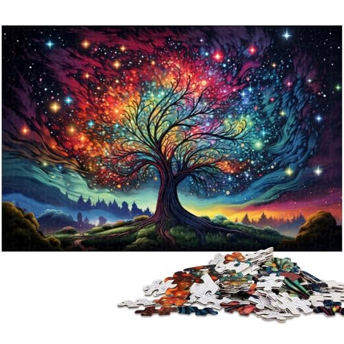 Puzzle für Erwachsene 1000 Teile farbenfrohe psychedelische Baum und Planetenpuzzles für Holzpuzzles pädagogisches Spielzeug zum Stressabbau 1000 Teile (75 x 50 cm) von zouxangzz