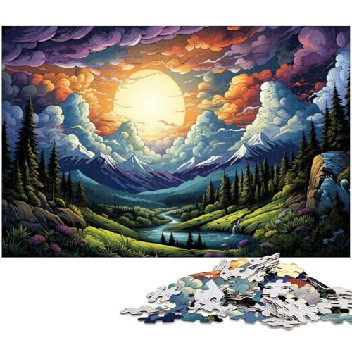 Puzzle für Erwachsene 1000 Teile farbenfrohe psychedelische Berge der Karpaten EIN Kunstwerk für Teenager ab 14 Jahren 1000 Teile (75 x 50 cm) von zouxangzz