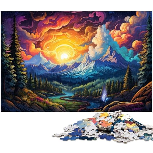 Puzzle für Erwachsene 1000 Teile farbenfrohe psychedelische Berge der Karpaten Puzzle für Erwachsene Holzpuzzle Heimdekoration 1000 Teile (75 x 50 cm) von zouxangzz