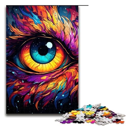 Puzzle für Erwachsene 1000 Teile farbenfrohe psychedelische Drachenaugen Puzzlespiele Spielzeug Geschenk geeignet für die Schreibtischdekoration 75 x 50 cm von zouxangzz