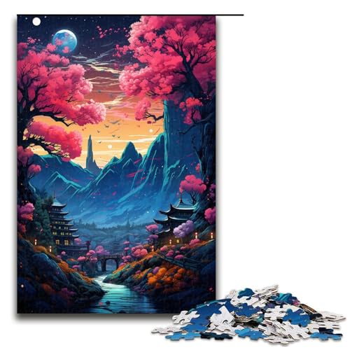 Puzzle für Erwachsene 1000 Teile farbenfrohe psychedelische Fantasielandschaft Geburtstagsgeschenk Geschenke für Teenager ab 14 Jahren 75 x 50 cm von zouxangzz