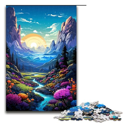 Puzzle für Erwachsene 1000 Teile farbenfrohe psychedelische Fantasielandschaft unmögliches Puzzle Familienspiel zum Stressabbau schwierige Herausforderung 75 x 50 cm von zouxangzz