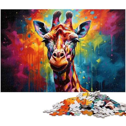 Puzzle für Erwachsene 1000 Teile farbenfrohe psychedelische Giraffenkunst Puzzle für Erwachsene Holzpuzzle tolle Geschenke zu Weihnachten 1000 Teile (75 x 50 cm) von zouxangzz
