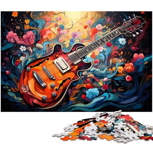 Puzzle für Erwachsene 1000 Teile farbenfrohe psychedelische Gitarre Puzzle für Erwachsene Holzpuzzle tolle Geschenke zu Weihnachten 1000 Teile (75 x 50 cm) von zouxangzz