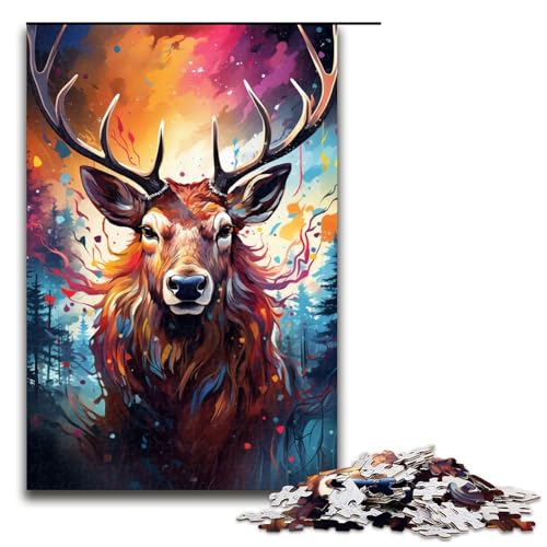 Puzzle für Erwachsene 1000 Teile farbenfrohe psychedelische Hirschfamilie Holzpuzzle Lernspiel Herausforderungsspielzeug 75 x 50 cm Puzzle für Erwachsene 1000 Teile farbenfrohe psychedelische Hirschfamilie Holzpuzzle Lernspiel Herausforderungsspielzeug 75 x 50 cm von zouxangzz
