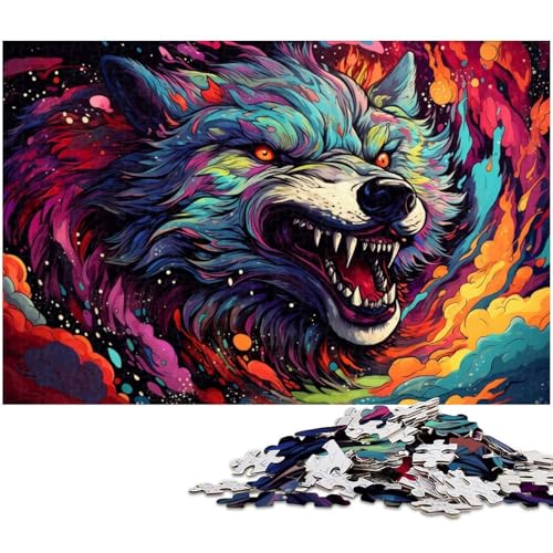 Puzzle für Erwachsene 1000 Teile farbenfrohe psychedelische Illustration von Wildtieren Puzzle für Erwachsene Holzspiele für die ganze Familie Geburtstagsgeschenke 1000 Teile (75 x 50 cm) von zouxangzz