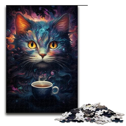 Puzzle für Erwachsene 1000 Teile farbenfrohe psychedelische Katze aus der Zukunft Geburtstagsgeschenk Geschenke für Teenager ab 14 Jahren 75 x 50 cm von zouxangzz