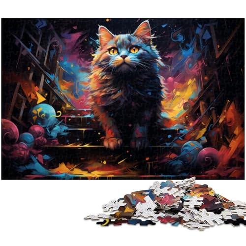 Puzzle für Erwachsene 1000 Teile farbenfrohe psychedelische Katze präzise geschnittenes Puzzle gutes Geschenk 1000 Teile (75 x 50 cm) von zouxangzz