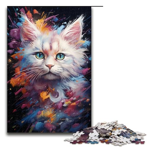 Puzzle für Erwachsene 1000 Teile farbenfrohe psychedelische Katzenzeichnung Geburtstagsgeschenk Geschenke für Teenager ab 14 Jahren 75 x 50 cm von zouxangzz