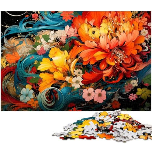 Puzzle für Erwachsene 1000 Teile farbenfrohe psychedelische Kunstblumen präzise geschnittenes Puzzle gutes Geschenk 1000 Teile (75 x 50 cm) von zouxangzz