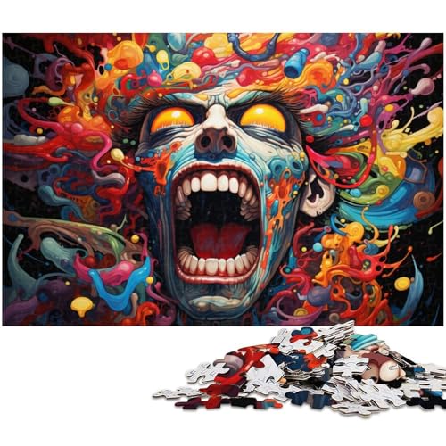 Puzzle für Erwachsene 1000 Teile farbenfrohe psychedelische Kunstpuzzles für Holzpuzzles pädagogisches Spielzeug zum Stressabbau 1000 Teile (75 x 50 cm) von zouxangzz