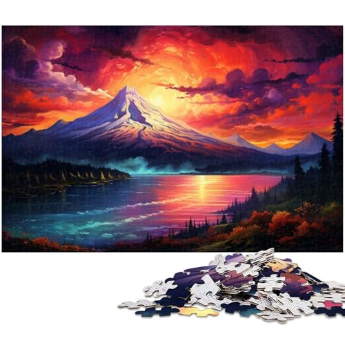 Puzzle für Erwachsene 1000 Teile farbenfrohe psychedelische Landschaft Holzpuzzle lustiges Geschenk 1000 Teile (75 x 50 cm) von zouxangzz