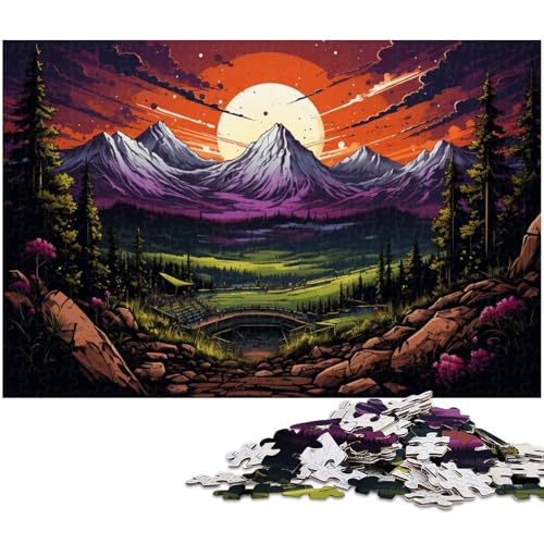 Puzzle für Erwachsene 1000 Teile farbenfrohe psychedelische Landschaft Puzzle für Erwachsene Holzspiele für die ganze Familie Weihnachts und Geburtstagsgeschenke 1000 Teile (75 x 50 cm) von zouxangzz