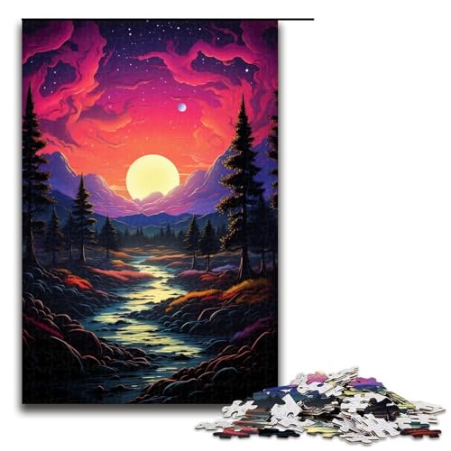Puzzle für Erwachsene 1000 Teile farbenfrohe psychedelische Morgendämmerung im Weltraum Landschaftsmuster zum Zusammenbauen hilft dem Gehirn süchtig machendes Spielzeug zur Förderung der Geduld von zouxangzz