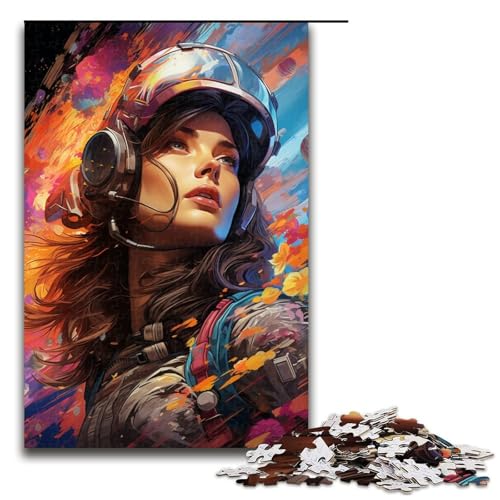 Puzzle für Erwachsene 1000 Teile farbenfrohe psychedelische Pilotin Puzzlespiel lustiges Spielzeug 75 x 50 cm von zouxangzz