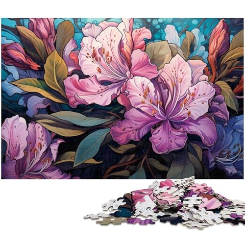 Puzzle für Erwachsene 1000 Teile farbenfrohe psychedelische lila Azaleen anspruchsvolles Spielspielzeug Weihnachtspuzzle Geschenke 1000 Teile (38 x 26 cm) von zouxangzz
