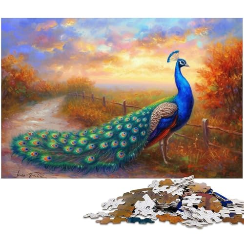 Puzzle für Erwachsene 1000 Teile farbenfroher Pfau präzise geschnittenes Puzzle gutes Geschenk (Größe 38 x 26 cm) von zouxangzz