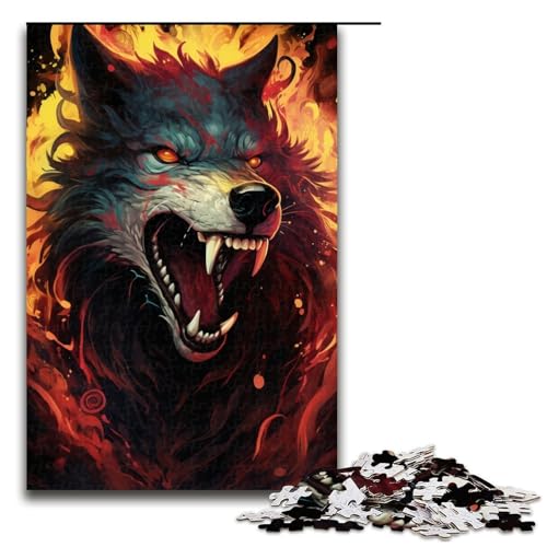 Puzzle für Erwachsene 1000 Teile farbenfroher Psychedelischer böser Hund aus der Zukunft Holzpuzzle 75 x 50 cm von zouxangzz