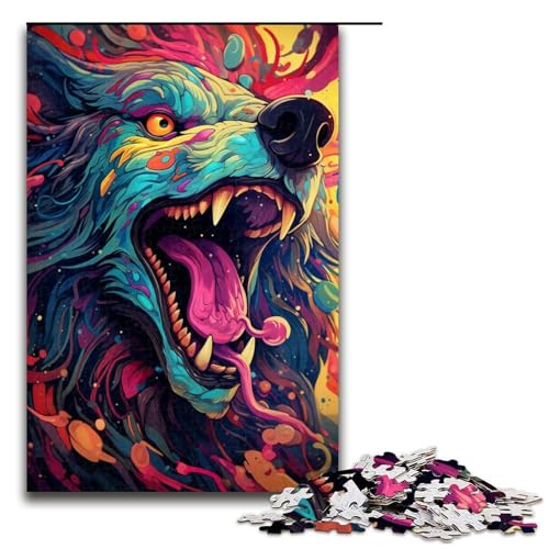 Puzzle für Erwachsene 1000 Teile farbenfroher Psychedelischer böser Hund aus der Zukunft1 Puzzle Lernspiele für Zuhause DIY Spielzeug tolles Geschenk für Spiele 75 x 50 cm von zouxangzz