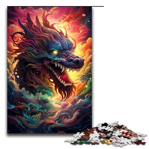 Puzzle für Erwachsene 1000 Teile farbenfroher Psychedelischer chinesischer Drache Heimdekoration Puzzlespielzeug Geschenk für die ganze Familie 75 x 50 cm von zouxangzz