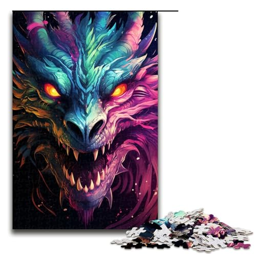 Puzzle für Erwachsene 1000 Teile farbenfroher Psychedelischer kosmischer Drache Heimdekoration Puzzlespielzeug Geschenk für die ganze Familie 75 x 50 cm von zouxangzz